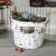 Handcrafts round white wicker baskets for plants white handles