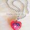 4th of July light up flag heart shaped pendant with beads necklace