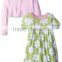 Made in China Wholesale Custom Fashgion Korean Style Winter Fall Boutique Baby Girls' Cardigan Coat and Dress Set Clothing set