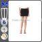 Side functional pocket thigh-length blank short black skirt