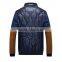 Mens Stand Collar Contrast Fabric Quilting Jacket With Elbow Patch