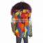 Myfur Popular Ladies Parka with Real Fox Fur Lining and Dyed Raccoon Fur Trimed Hood