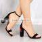B22417A 2017 Hot seller style Ladies suede embroidered Thick Heel heel sandals