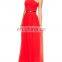 Latest Evening Dress Pattern V Neckline Ruched Skirt Formal Dress for Woman