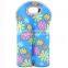 Simple Colorful Printed 2 Bottle Neoprene Cooler Wine Bag