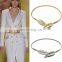 China factory customize wholesale women ladies trendy leaf shape stretchl elastic metal belts for dress