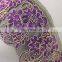High quality beautiful purple flower embroidered organza lace trim