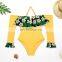 Ruffle Swimwear Women One Piece Swimsuit Deep V Bathing Suit Print Floral SwimSuit Female Beachwear Swimming Suit For Women Swim