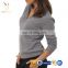 New Design Fashion V Neck Cashmere Sweater with Lapel Collar for Ladies
