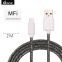 Free sample original chip for iphone 2M usb data charging cable with mfi certified 8pin connector