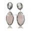 Silver Plated Natural Pearl & Natural Rose Quartz With Black Diamonds CZ Pave on Edged Quality Choice