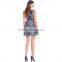 2016 new trendy women dress floral print sleeveless round neck 3 layers above knee mini casual dress