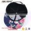 Fashion Custom 3d Embroidery Floral Bill Snapback Hat Wholesale