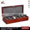 6-slot wood Watch Box with Metal Lock Storage Organizer Collection