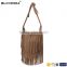 Leisure long tassels crossbody bags for young girls attractive designe soft PU leather young girls crossbody bag