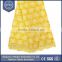 Yellow multicolor lace fabric with rhinestones flower pattern texture thick lace fabric polished polyester cord lace fabric