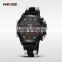 WEIDE Silicone Band Watch Auto Date LED Watch Digital Dual Movement Watches Men Military Outdoor Sports Quartz Watch