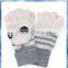 half finger striped knit gloves with beard cap