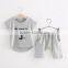 Two Colors Lovely Cartoon Comfort Adjustable Cotton Unisex Children Summer Clothes Set