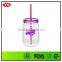 Translucent clear plastic drinking bottles jars with lid and straw