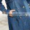 Hotsales Womens Leisure Double Breasted Slim Long Windbreaker Denim Jacket