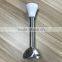 White mini household hand blender with stainless steel blades