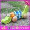 2016 new design wooden crocodile car baby pull toys W05C077