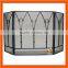 Modern Wrought Iron 3 Fold Black Fireplace Screen