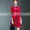 Latest European ladies digital printed gradients wrinkled dresses