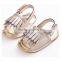Rubber sole wholesale faux leather moccasins kids sandals china