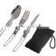 Portable Outdoor Camping Survival Set Picnic Tableware Stainless Steel Folding Fork and Spoon Tab