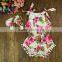 Wholesale floral newborn baby girl pom pom romper M6082510