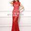 2017 Hot Sale Red Long Prom Dress Lace With Detachable Train