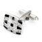 Black and Silver Grid Rhinestone Shirt Men Cufflinks Crystal