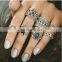 7pcs/set Retro Carved Gemstone Bohemian Gem Finger Knuckle Ring