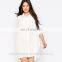 2016 Baiyimo 100% Cotton Big Bat Sleeve Plain Long Line Plus Size Women Custom Blouse