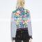 Multifunctional Satin Winter Coat Bulk Sales for wholesales Floral Printing Bomber Jacket