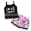 2019 Summer Outfits "i love summer" Print Black Girls Tassel Vest Tops & Watermelon Full Print Shorts 2PCS Set 1-5 Years