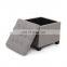 Customized Large Capacity Storage Faux Linen  Ottoman Foot Rest Stool with  Legs for Living Room Furniture