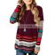 Europe and America autumn and winter explosion models hot long-sleeved striped round neck T-shirt sweater large size women's top