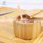 Bamboo Seasonings Box With Mini Spoon,Kitchen Salt Pepper Spice Cellars Storage Container With Swivel Magnetic Lid