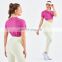 Wholesale Gym Ribbed Yoga T Shirt Elastic Legging Sets Custom Fitness Wear