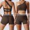Athletic gym fitness new summer custom shorts sports bra set ladies yoga activewear v waist fitness yoga sets for women
