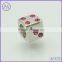 925 sterling silver cube dice beads with CZ paved for European charms bracelet