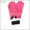 ladies and gril pink gift sheepsuede leather gloves with knit wrist lining polyester