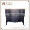 Black paint rustic French reproduction birch wood drawer cabinet