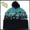 2015 new printing winter beanie hats with pom pom