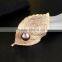 Wedding Silver Gold Plated Leaf Brooches Big Imitation Pearl Brooch Pins for Women Jewelry Gift