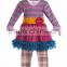 2015 wholesale stripe warm top tutu red dress christmas boutqiue girl flower fall outfits