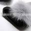 Delicate Sheep Fur Leather Gloves With Blue Fox Fur Pompom Flannelette Inside